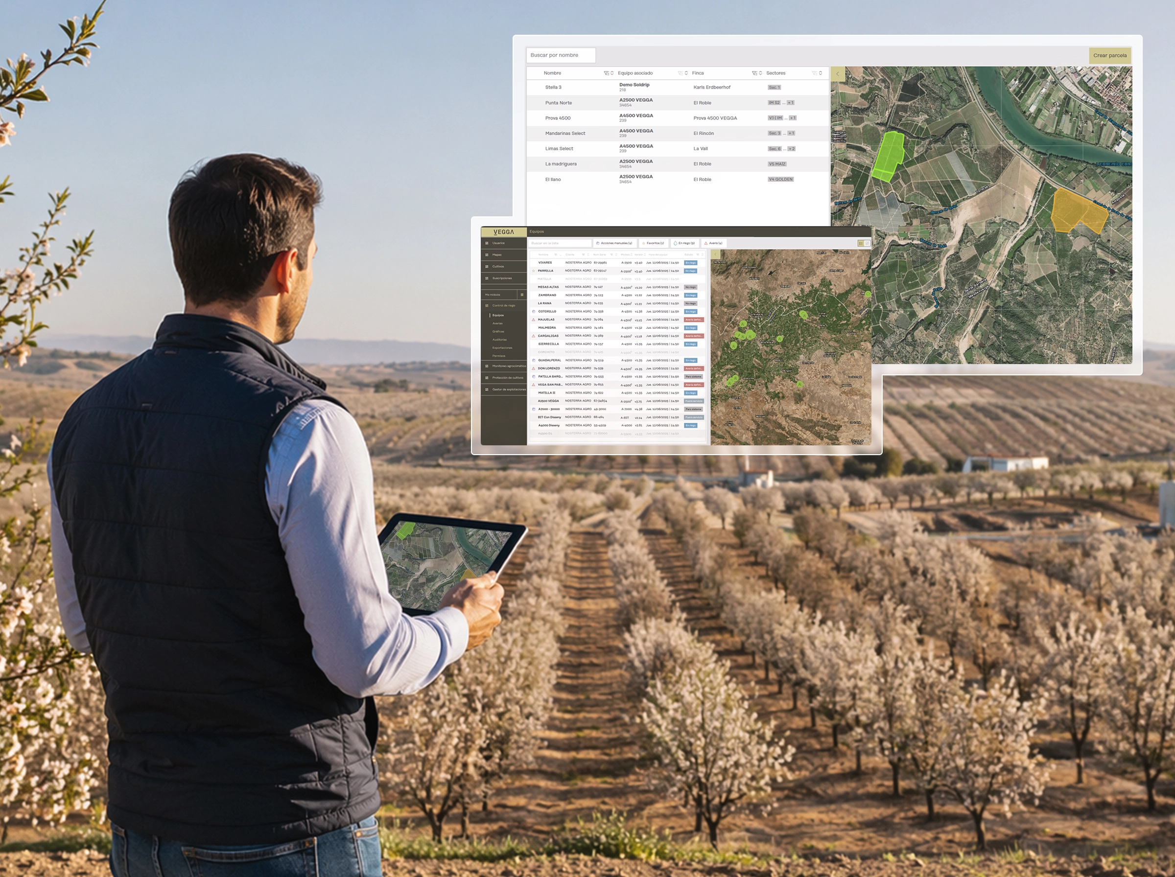 Control de múltiples fincas y cultivos con panel centralizado de Vegga.
