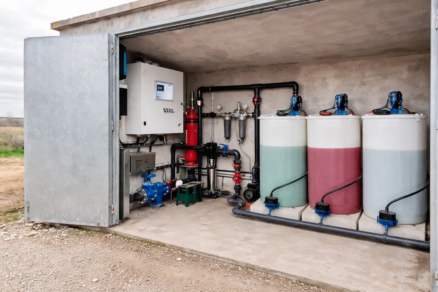 Caseta de riego y fertilización con control agrícola Vegga.